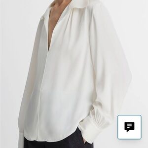 Vince Rare Placed Smocked Silk Classic Cream Blouse Women’s Size S NWOT